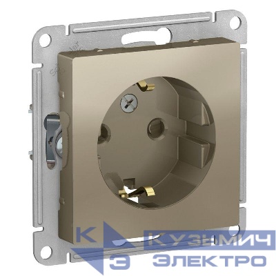Розетка 1-м СП AtlasDesign 16А IP20 с заземл. защ. шторки механизм шампань SE ATN000545