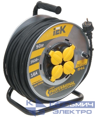 Удлинитель на метал. катушке 4х50м с заземл. 16А IP44 Professional УК50 КГ 3х1.5 термозащита IEK WKP16-16-04-50-44