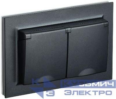 Розетка 2-м СП BRITE РСбш12-3-44-БрЧ 16А в сборе IP44 с крышкой черн. IEK BR-R26-16-44-K02-F