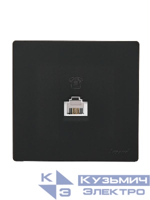 Розетка телефонная 1-м ОП LETO черн. бархат LEZARD 752-4200-137