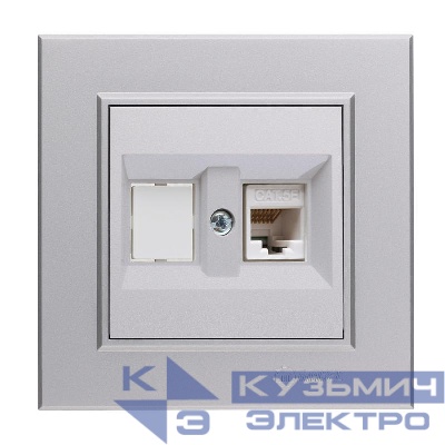 Розетка компьютерная+гнездо СП Karea 16А IP20 CAT 5 сереб. Makel 56065035