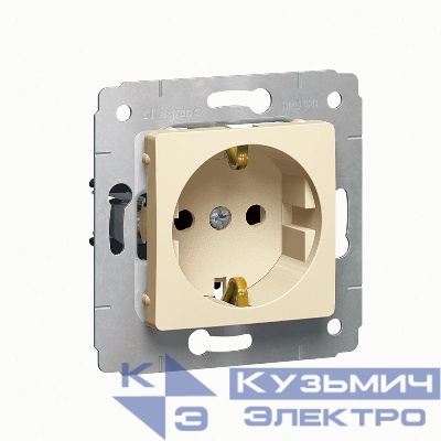 Розетка 1-м СП Cariva 16А IP20 250В 2P+E с заземл. защ. шторки механизм сл. кость Leg 773721