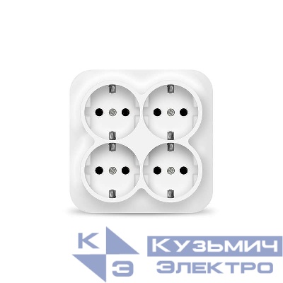 Розетка 4-м ОП 16А IP20 с заземл. бел. квадрат IONICH 1449