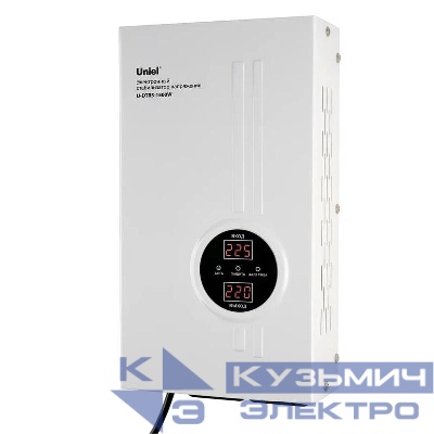 Стабилизатор напряжения U-DTRS-1500W 1ф 1.5кВА релейный ультратонкий настен. Uniel UL-00010578