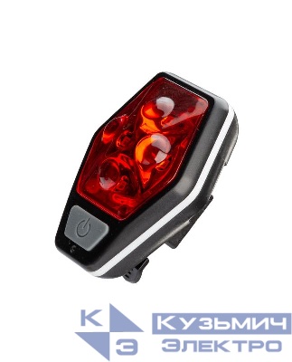 Фонарь велосипедный задний 4REDLED 2xAAA корпус ABS-пластик держатель-крепление зажим на корпусе КОСМОС KOC401B