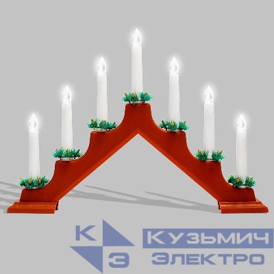Горка новогодняя 7 свечек (7LED) тепл. бел. 0.5Вт 220-240В IP20 красн. Neon-Night 501-082