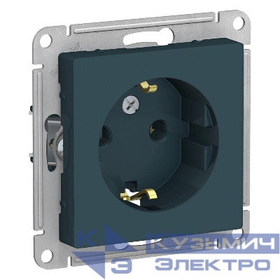 Розетка 1-м СП AtlasDesign 16А IP20 с заземл. механизм изумруд SE ATN000843