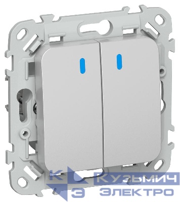 Выключатель 2-кл. СП FLITE ВС12-1-1-ФлА 10А с индикацией механизм алюм. IEK FI-V20-1-10-1-K47