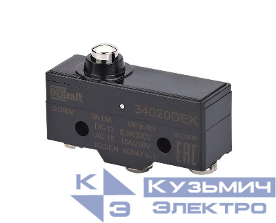 Выключатель концевой 1НО1НЗ миниатюрный плунжерн. типа DEKraft 34020DEK