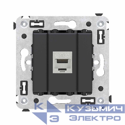 Розетка компьютерная 1-м СП Avanti "Черный матовый" RJ45 кат.6A без шторок экранир. механизм DKC 4412773