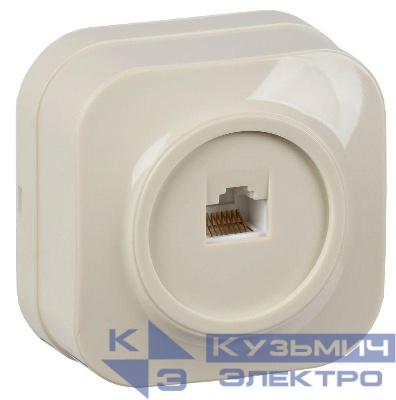 Розетка телефонная 1-м ОП GLORY РТ20-ХК крем. IEK ETH10-K33
