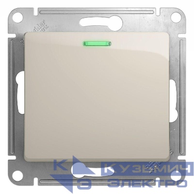 Переключатель проходной 1-кл. СП Glossa 10А IP20 (сх. 6а) 10AX с подсветкой механизм молочн. SE GSL000963