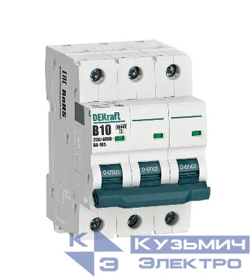 Выключатель автоматический модульный 3п B 10А 10кА ВА-105 DEKraft 13128DEK