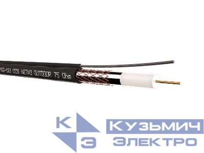 Кабель коаксиальный RG-11U, 75 Ом (CCS, оплетка 96 нитей AL), трос, наружный, черный, (305м) NETKO Optima