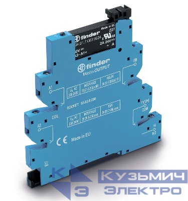 Модуль интерфейсный (сборка 34.81.7.024.9024 + 93.62.7.024) твердотельное реле MasterOUTPUT выход 6А (24В DC) 24В DC IP20 винт. клеммы FINDER 392070249024