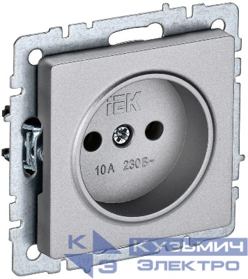 Розетка BRITE РС10-1-0-БрА 10А без заземл. без защ. шторок механизм алюм. IEK BR-R10-10-K47