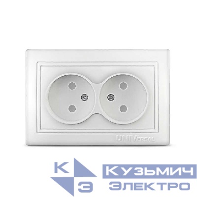 Розетка 2-м СП Севиль 16А IP22 без заземл. защ. шторки бел. UNIVersal С0048
