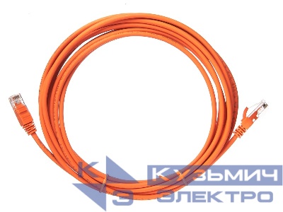 Патч-корд UTP4 cat.5e, 5.0м, литой коннектор, оранжевый, LSZH, Netko CKC
