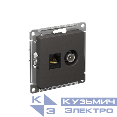 Розетка компьютерная + телевизионная 2-м СП AtlasDesign RJ45 кат.5E + TV механизм базальт SE ATN001489