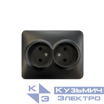 Розетка 2-м Karina Life без заземл. ПБТ черн. бархат LEZARD 708-4200-128B