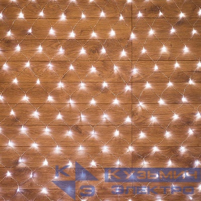 Гирлянда светодиодная "Сеть" 1.8х1.5м 180LED бел. 15Вт 220-240В IP20 с контроллером 8 режимов провод ПВХ прозр. Neon-Night 215-135