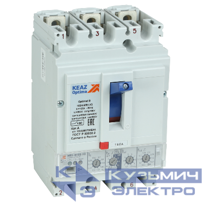 Выключатель автоматический 3п 250А диапазон уст. 100...250А 40кА OptiMat D250N MR1 У3 КЭАЗ 137335