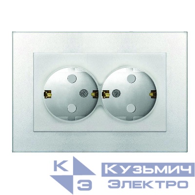 Розетка 2-м СП Афина 16А IP20 с заземл. защ. шторки в сборе серебр. Universal A0050-S