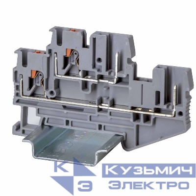 Клемма двухуровневая проходная под вставной штекер зажим push-in; 4 точки подключения; 2.5кв.мм сер. DKC VPRTT-2.5-2P-PV