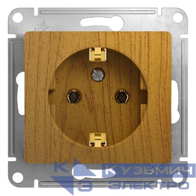 Розетка 1-м СП Glossa 16А IP20 с заземл. механизм дерево дуб SE GSL000543