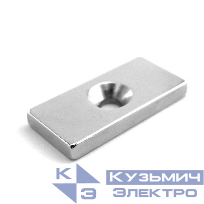 Магнит неодимовый прямоугольник 20х10х3мм с зенковкой 6.5х3мм (блист.2шт) Rexant 72-3702