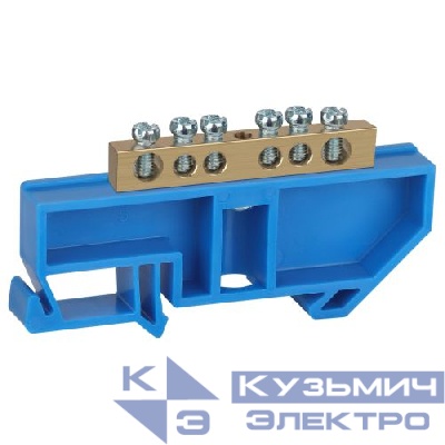 Шина N "ноль" на DIN-изоляторе ШНИ-6х9-6-Д NO-222-44 син. (уп.10шт) Эра Б0033425