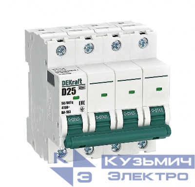 Выключатель автоматический модульный 4п D 25А 6кА ВА-103 DEKraft 12387DEK