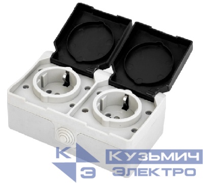 Розетка открытой установки двойная с заземлением 16A, IP54 NETKO Optima Electric