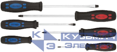 Набор отверток "Стандарт" CrV сталь магнитный наконечник прорезиненные ручки блистер (6 предметов) КУРС 56018