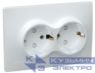 Розетка 2-м СП Кварта РСш12-3-КБ 16А IP20 с заземл. защ. шторки бел. GENERICA ERK21-K01-16-DM