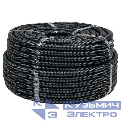 Труба гофрированная d20мм с протяжкой безгалоген. трудногорючая (FRHF) черн. (уп.100м) Plast EKF FRHF-20