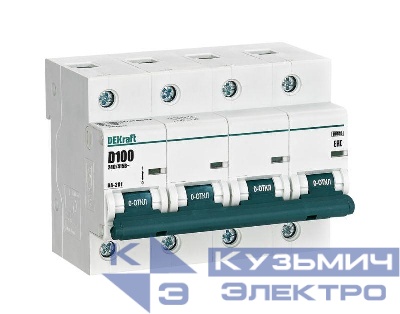 Выключатель автоматический модульный 4п D 100А 10кА ВА-201 DEKraft 13024DEK