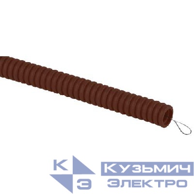 Труба гофрированная ПВХ легкая d20мм с протяжкой дуб (уп.25м) Эра Б0043215