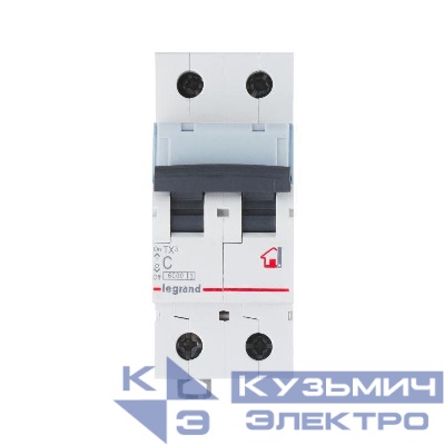 Выключатель автоматический модульный 2п C 10А 10кА TX3 6000 2мод. 230/400В Leg 403928