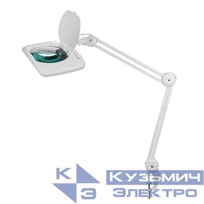 Лупа на струбцине квадратная настол. 5Х с подсветкой 108 LED бел. REXANT 31-0513