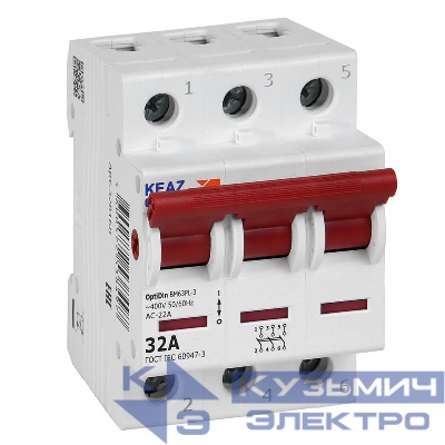 Выключатель нагрузки модульный 3п 32А OptiDin BM63PL-332-УХЛ3 (ВМ63PL) КЭАЗ 328168