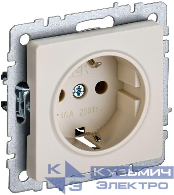 Розетка BRITE РС14-1-0-БрКр 16А с заземл. защ. шторки механизм беж. IEK BR-R14-16-K10