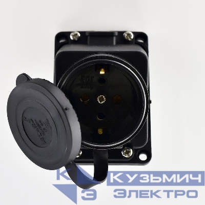 Розетка ОП 16А 2P+PE IP44 220-240В наклонная каучук LEZARD 106-0400-0104/104