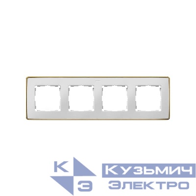 Рамка 4-м Simon82 Detail бел.; основание золото Simon 8201640-245