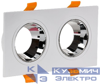 Светильник 4108 встраиваемый поворотный 2хGU10 бел./хром пласт. IEK LT-UVB0-4108-GU10-2-K23