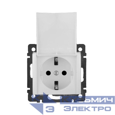 Розетка 1-м СП Valena 16А IP21 2P+E с заземл. защ. шторки с крышкой винты механизм бел. Leg 774422