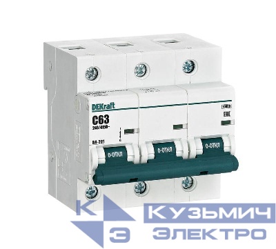 Выключатель автоматический модульный 3п C 63А 10кА ВА-201 DEKraft 13007DEK