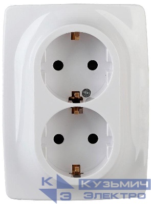 Розетка 2-м СП Эра12 12-2106-01 16А IP20 16AX 250В 2х2P+E Schuko бел. Эра Б0031228