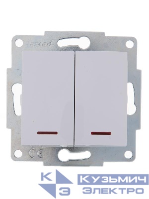 Выключатель 2-кл. 1п СП Karina 10А IP20 с подсветкой механизм бел. LEZARD 707-0288-112