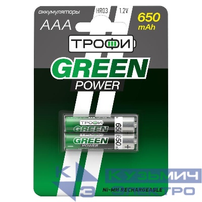 Аккумулятор AAA/HR03 650мА.ч HR03-2BL (блист.2шт) Трофи Б0019499